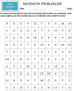Matematik Çıkarma Problemleri