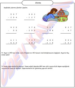 3. Sinif Matematik Dersi Cikarma islemler
