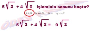 8. Sinif Matematik Dersi Karekoklu Sayilarda Toplama ve Cikarma Cozumlu Problemler - 02