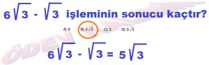 8. Sinif Matematik Dersi Karekoklu Sayilarda Toplama ve Cikarma Cozumlu Problemler - 03