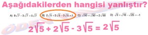 8. Sinif Matematik Dersi Karekoklu Sayilarda Toplama ve Cikarma Cozumlu Problemler - 05