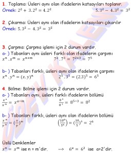 8. Sinif Matematik Dersi Uslu Sayilarda Dort islem - ozellikleri - Uslu Sayilarla islemler