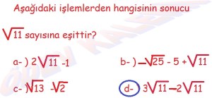 8. Sinif Matematik Dersi Karekoklu Sayilarda Cozumlu Toplama ve Cikarma Problemleri - 03