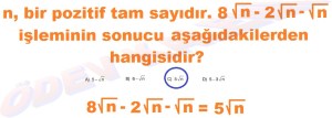 8. Sinif Matematik Dersi Karekoklu Sayilarda Cozumlu Toplama ve Cikarma Problemleri - 04