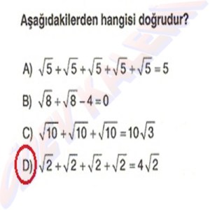 8. Sinif Matematik Dersi Karekoklu Sayilarda Cozumlu Toplama ve Cikarma Problemleri - 09