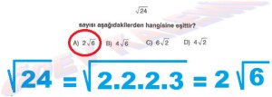8. Sinif Matematik Dersi Karekoklu Sayilarla Carpma ve Bolme islemleri Cozumlu Problemler - 06