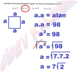 8. Sinif Matematik Dersi Karekoklu Sayilarla Carpma ve Bolme islemleri Cozumlu Problemler - 07