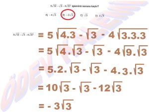 8. Sinif Matematik Dersi Karekoklu Sayilarla Carpma ve Bolme islemleri Cozumlu Problemler - 09