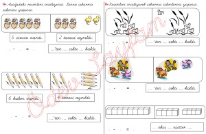 cikarma islemini ogreniyorum sekillerle cikarma islemleri 1. Sinif Matematik Dersi - 02