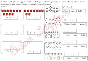 cikarma islemini ogreniyorum sekillerle cikarma islemleri 1. Sinif Matematik Dersi - 04 - 01