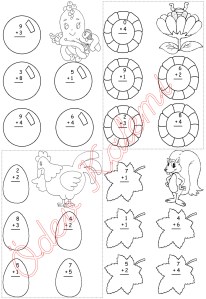 toplamlari 10'a kadar olan dogal sayilarla toplama islemleri resimli boyamali 1