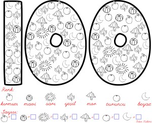 1. sinif okulda 100. gun boya ve say etkinligi