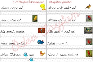 n sesini ogreniyorum okuma ve yazma calismasi 2. Grup harfler 1. Sinif Turkce Dersi  - 05